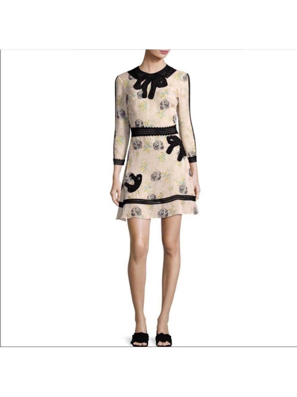 Coach Embroidered Prairie Dog Rose Dress Black Sequin Bow Dress Size 0